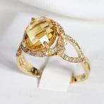 Ring - 14 karaat Geel goud -  2.06 tw. Quartz - Diamant, Bijoux, Sacs & Beauté