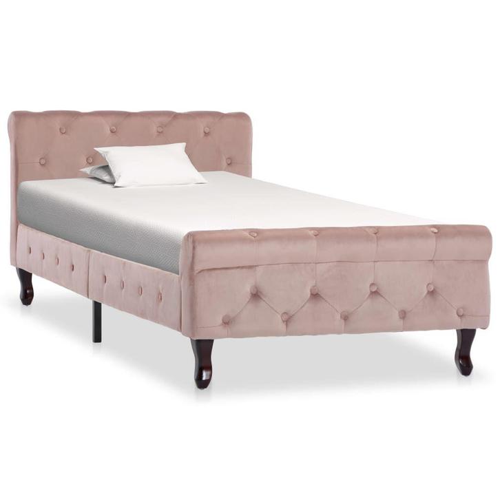 Fluweel Bed Roze 90x200 | OP = OP | Nu met 40% Korting!, Huis en Inrichting, Slaapkamer | Bedden, 90 cm, 200 cm, Rood, Nieuw, Overige materialen