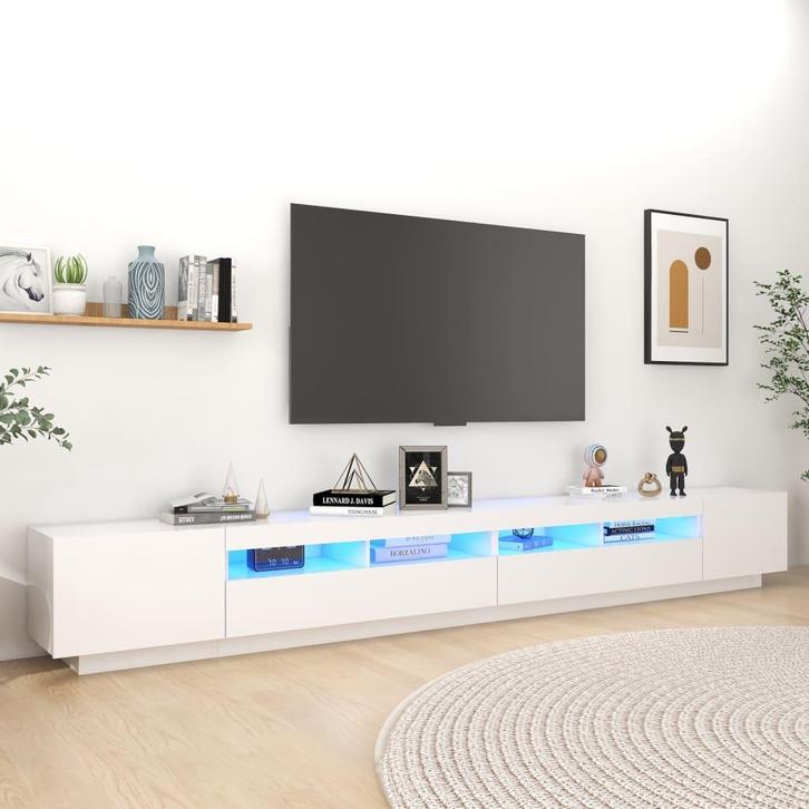 vidaXL Tv-meubel met LED-verlichting 300x35x40 cm wit, Maison & Meubles, Armoires | Mobilier de télévision, Envoi