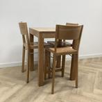 Tweedehands Hutten complete set 3 barkrukken met bartafel,, Huis en Inrichting, Gebruikt, Hout