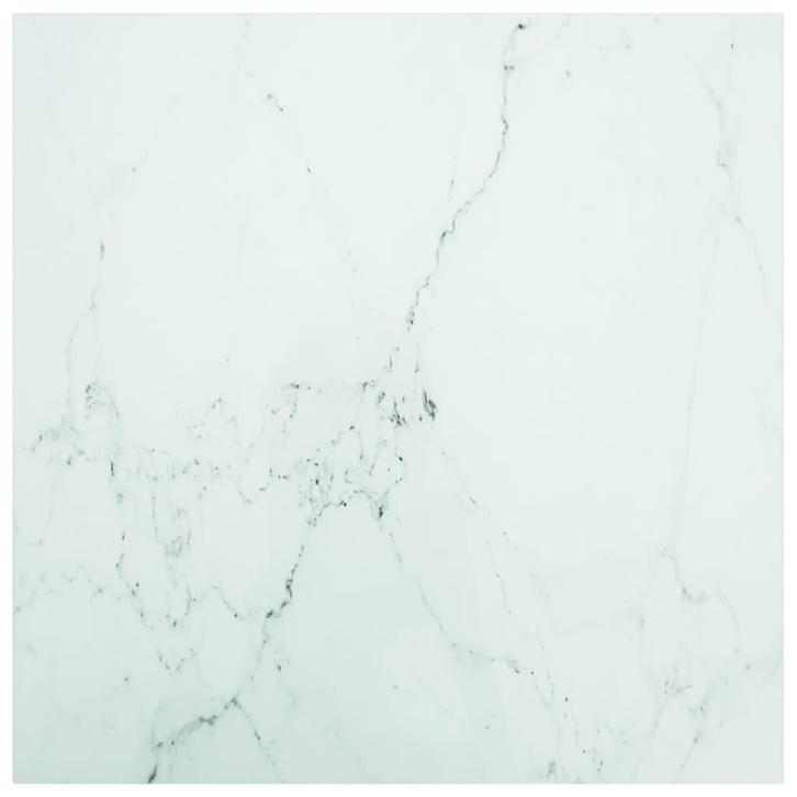 vidaXL Tafelblad marmerontwerp 6 mm 70x70 cm gehard glas wit, Huis en Inrichting, Tafelonderdelen, Nieuw, Verzenden