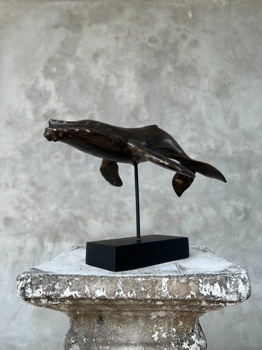 Beeld, No Reserve - Bronze Patinated Whale Soaring on its, Antiek en Kunst, Curiosa en Brocante
