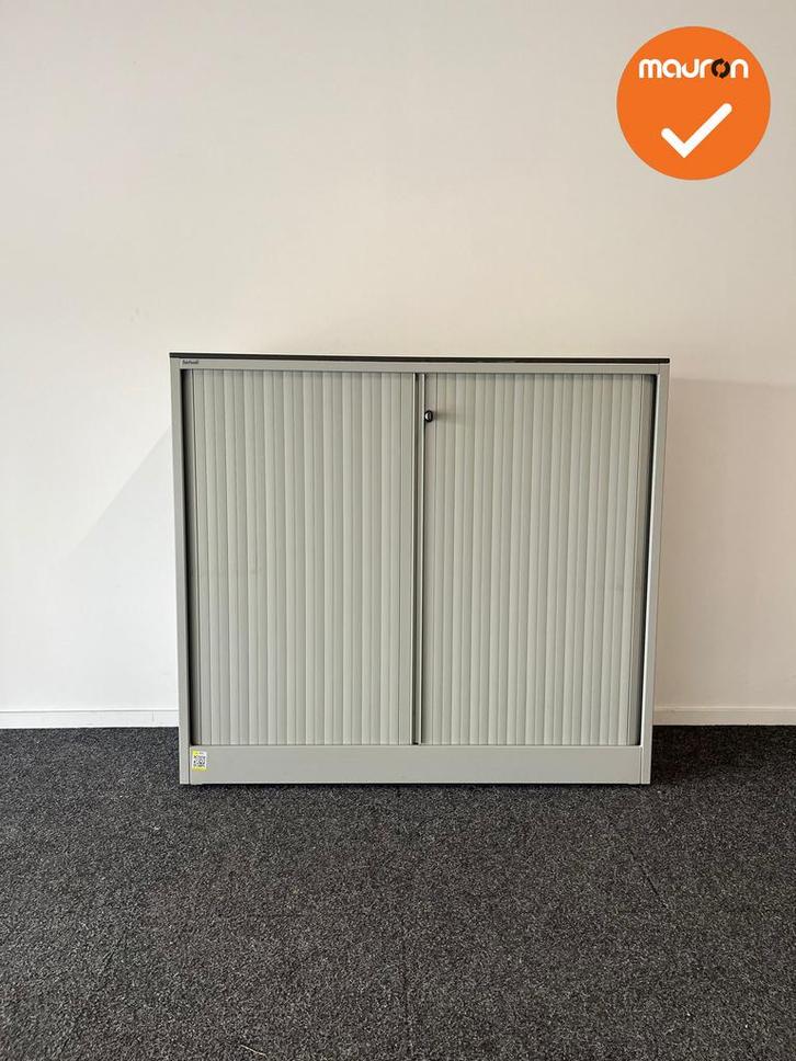 Roldeurkast - Ahrend - 110x120x45cm - Wit beige met wit beig, Zakelijke goederen, Kantoor en Winkelinrichting | Kantoormeubilair en Inrichting