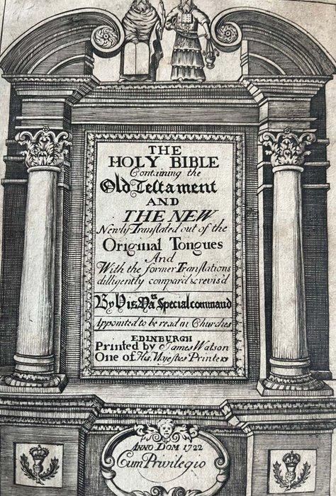 1720s Edinburgh Bible, bound in an unusual contemporary, Antiek en Kunst, Antiek | Boeken en Manuscripten