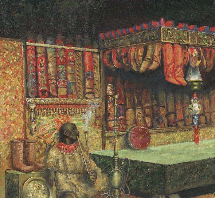 A. Simarro (XX) - El mercader de zapatillas, tras los pasos, Antiek en Kunst, Kunst | Schilderijen | Klassiek