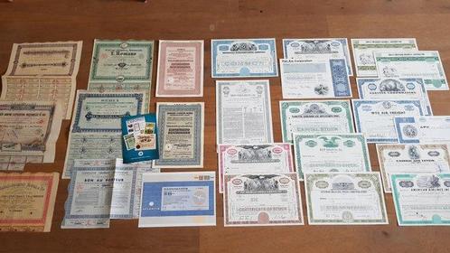 25 Historische aandelen uit de geschiedenis van de mondiale, Antiek en Kunst, Antiek | Wandborden en Tegels
