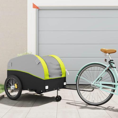 vidaXL Fietstrailer 45 kg ijzer zwart en groen, Fietsen en Brommers, Fietsaccessoires | Aanhangwagens en Karren, Nieuw, Verzenden