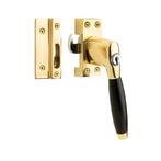 Klassieke raamsluiting met slot, rechts, messing gelakt -..., Ophalen of Verzenden, Schuif of Grendel