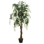 vidaXL Kunstplant wisteria 1260 bladeren 180 cm groen en wit, Verzenden