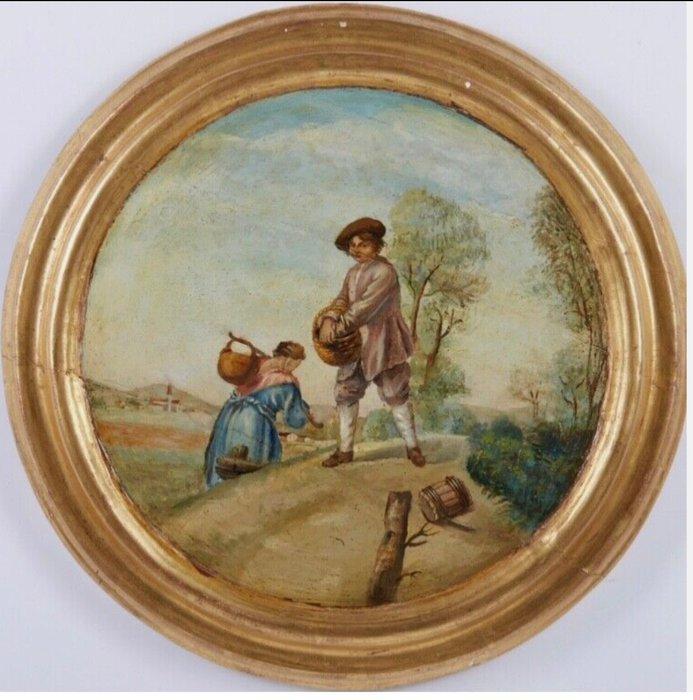 Italiaanse school (XIX) - Scena agreste, Antiek en Kunst, Kunst | Schilderijen | Klassiek