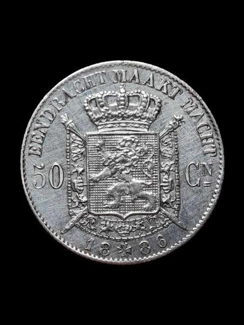 België. Leopold II. 50 Cent 1886 Vlaams Topkwaliteit, Postzegels en Munten, Munten | Nederland