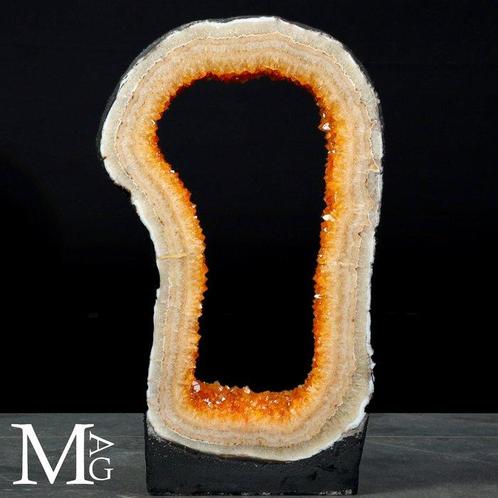 Cristal de quartz citrine Bague en géode de quartz citrine –, Verzamelen, Mineralen en Fossielen