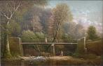 George Harris (1855-1936) - Figures at a bridge and stream