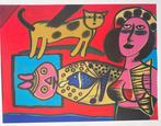 Corneille (1922-2010) - Femme, poissons, chat (dernier, Antiek en Kunst