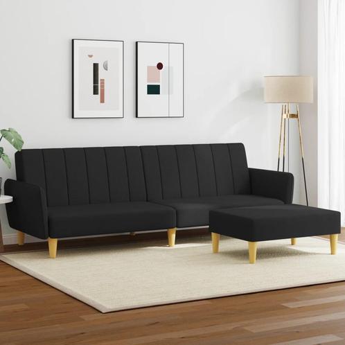vidaXL Canapé-lit à 2 places avec repose-pied noir tissu, Huis en Inrichting, Zetels | Zetels, Verzenden
