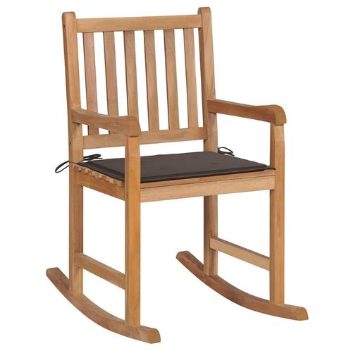 vidaXL Schommelstoel met taupe kussen massief teakhout, Tuin en Terras, Tuinstoelen, Nieuw, Verzenden