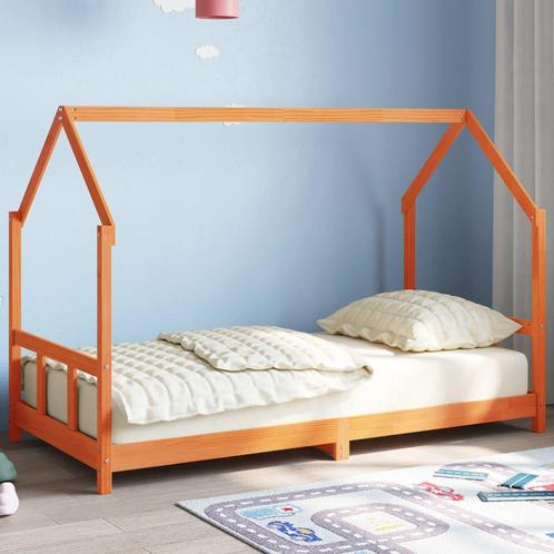 vidaXL Kinderbedframe massief grenenhout wasbruin 90x190 cm, Kinderen en Baby's, Kinderkamer | Bedden, Nieuw, Verzenden
