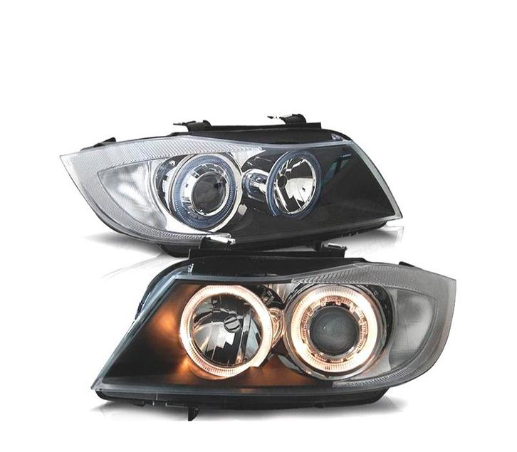 PHARES BMW E90 E91 05-08 ANGEL EYES HALOGÈNE FOND NOIR, Auto-onderdelen, Verlichting, Verzenden
