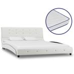 vidaXL Bed met traagschuim matras kunstleer wit 140x200 cm, Huis en Inrichting, Slaapkamer | Bedden, Nieuw, Verzenden