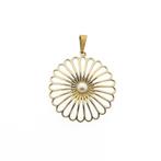 Gouden bloem hanger met parel (pearl, kettinghanger), Ophalen of Verzenden
