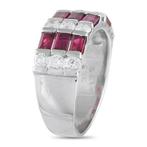 Ring Platina, Platina 0,83 ct diamant- en robijnenring -, Handtassen en Accessoires, Ringen, Nieuw