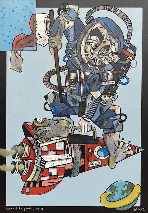 Aket Kubic (1989) - Un bond de géant pour lhumanité, Antiek en Kunst, Kunst | Schilderijen | Modern