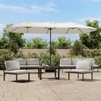vidaXL Parasol dubbel 449x265 cm zandwit, Tuin en Terras, Verzenden, Nieuw