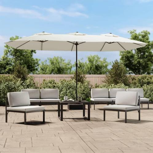 vidaXL Parasol dubbel 449x265 cm zandwit, Tuin en Terras, Parasols, Nieuw, Verzenden