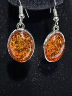 Amber teardrop hanger oorbellen - Barnsteen (Zonder