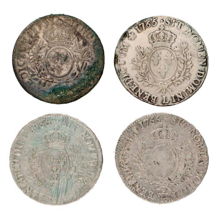France. Louis XV (1715-1774). Ecu 1731/1766 (4 stuks) (Sans, Postzegels en Munten, Munten | Europa | Niet-Euromunten