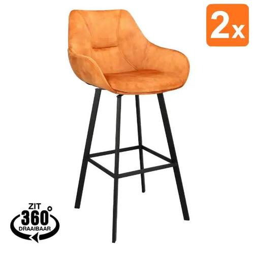 Barkrukken | BIAS | Fluweel/Metaal | Cognac | Zwarte Poten, Zakelijke goederen, Horeca | Keukenapparatuur, Nieuw in verpakking