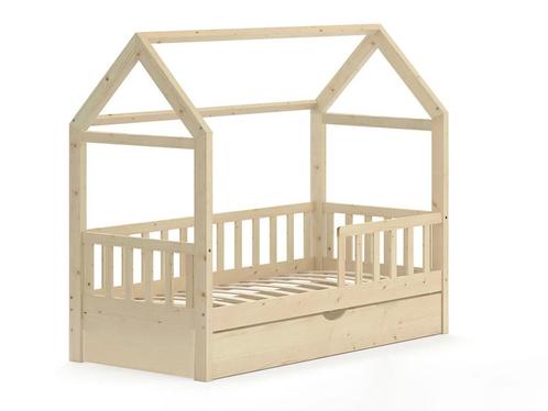 Stevig huisbed voor kinderen - 80x160 cm grenen met latte..., Kinderen en Baby's, Kinderkamer | Bedden, Nieuw, Ophalen of Verzenden