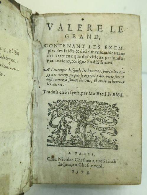 Valère Maxime le Grand  (Valerius Maximus) - Valere et le, Antiek en Kunst, Antiek | Boeken en Manuscripten