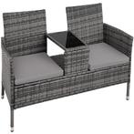 tectake Wicker tuinbank met tafel - grijs/lichtgrijs, Tuin en Terras, Verzenden, Nieuw