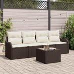 vidaXL Tuinbank Set 5 pcs Bruin Poly rattan, Tuin en Terras, Verzenden, Nieuw