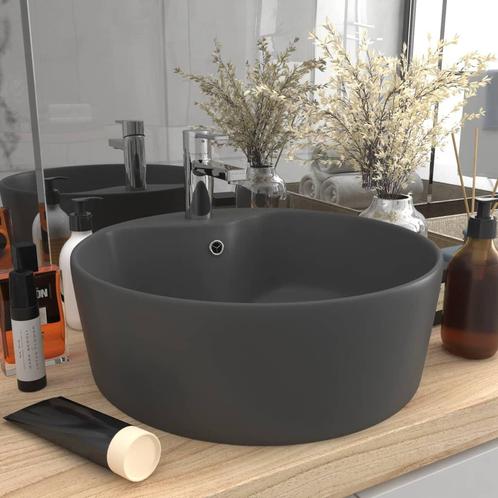 vidaXL Wastafel met overloop 36x13 cm keramiek mat, Doe-het-zelf en Bouw, Sanitair, Nieuw, Verzenden