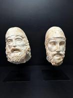 sculptuur - 39 cm - Paar Riace Bronze hoofden op steun -, Antiquités & Art