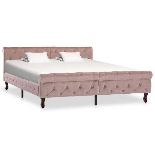 vidaXL Bedframe fluweel roze 160x200 cm, Huis en Inrichting, Slaapkamer | Bedden, Nieuw, Verzenden