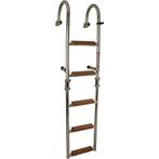 Opvouwbare Zwemtrap Rvs 5 Houten Treden 111x25cm, Ophalen of Verzenden, Nieuw