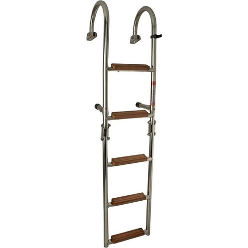 Opvouwbare Zwemtrap Rvs 5 Houten Treden 111x25cm, Watersport en Boten, Bootonderdelen, Nieuw, Ophalen of Verzenden