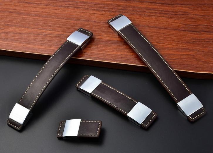 Set van 4 lederen handgrepen meubels (146x30 mm, donkerbrui, Doe-het-zelf en Bouw, Gereedschap | Overige machines, Nieuw, Verzenden