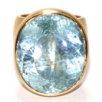Ring - 18 karaat Geel goud - 28.60ct. tw. Aquamarijn -, Handtassen en Accessoires, Ringen, Nieuw