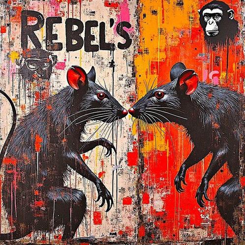 RINGER - Banksy Rebels Rats (L), Antiquités & Art, Art | Peinture | Moderne