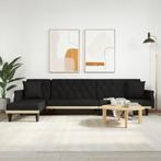 vidaXL Slaapbank L-vormig 271x140x70 cm fluweel zwart, Huis en Inrichting, Zetels | Zetels, Verzenden, Nieuw