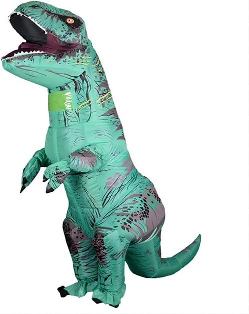 KIMU® Opblaas Kostuum T-Rex Groen Opblaasbaar Pak Dinopak Ma, Kleding | Heren, Carnavalskleding en Feestkleding, Nieuw, Ophalen of Verzenden