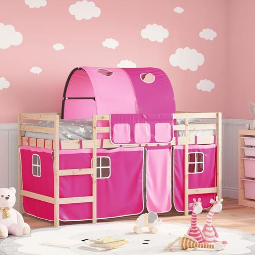 vidaXL Lit mezzanine enfants avec tunnel rose 90x190cm, Maison & Meubles, Chambre à coucher | Lits, Neuf, Envoi