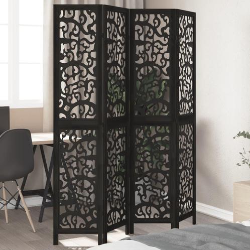 vidaXL Kamerscherm met 4 panelen massief paulowniahout zwart, Huis en Inrichting, Woonaccessoires | Overige, Nieuw, Verzenden