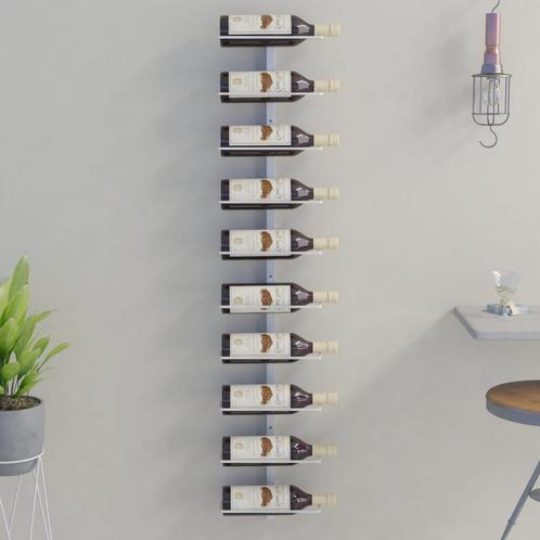 vidaXL Wijnrek voor 10 flessen wandmontage metaal wit, Huis en Inrichting, Woonaccessoires | Wijnrekken, Nieuw, Verzenden