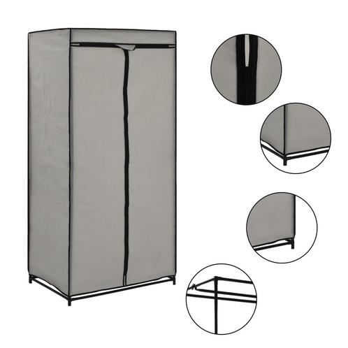 vidaXL Kledingkast 75x50x160 cm grijs, Huis en Inrichting, Kasten | Kleerkasten, Nieuw, Verzenden
