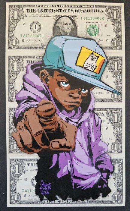 Jinks Kunst - ROST - 4 Real US $1 Banknotes - New Artwork, Antiek en Kunst, Kunst | Schilderijen | Modern